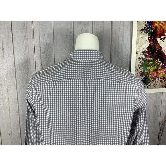 Untuckit Men’s Dress Shirt Long Sleeve Button Up Gray Check Size Large Cotton - Picture 8 of 12